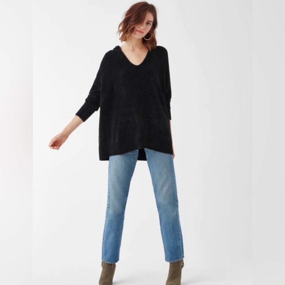 Womens Splendid Aurora Chenille V-neck Hooded Oversized Sweater. Size S